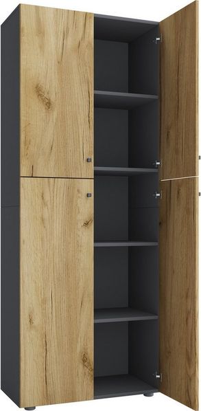 VCM Büroschrank Lona 919599 Anthrazit / Honig-Eiche B. 70 x H. 184 x T. 40 cm