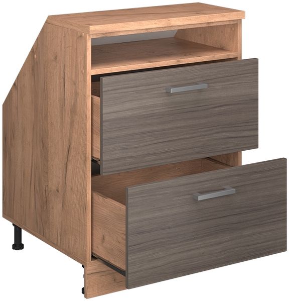 Küchenschrank für Dachschrägen R-Line Edelgrau 60 cm mit 2 Schubladen, Schrankkorpus 60 cm Tiefe Vicco Bild 3