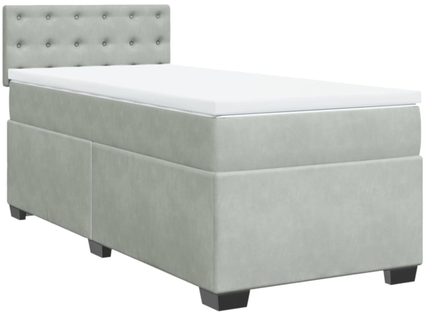 vidaXL Boxspringbett mit Matratze Hellgrau 100x200 cm Samt 3286246