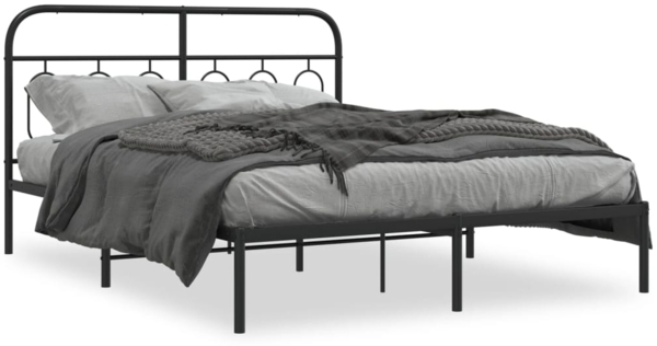 vidaXL Bettgestell mit Kopfteil Metall Schwarz 140x200 cm 377118
