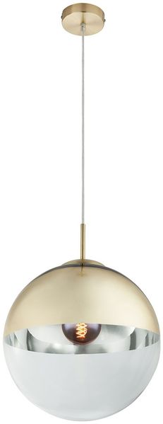LED Kugel Hängelampe, Metall Glas, gold klar, 30 cm