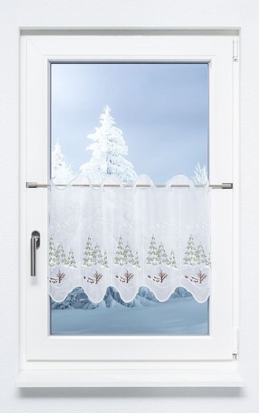 Scheibengardine Plauener Spitze - Winterwald (Bx H) 49.20cm * 40cm Grün/tannengrün
