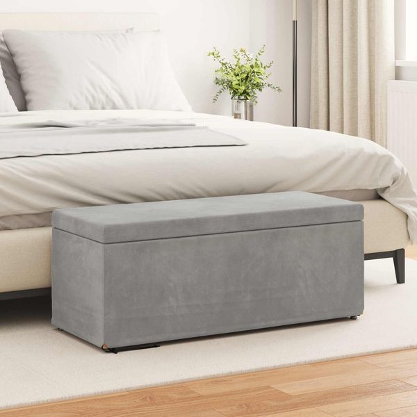 vidaXL Hocker Hellgrau 101 x 41 x 40 cm Samt und Engineering Holz 876795
