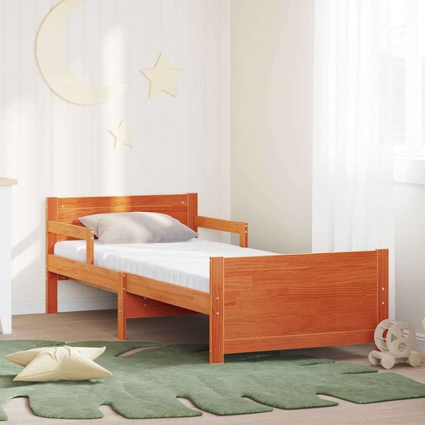vidaXL Bettgestell mit erweiterbarer Matratze Braun 80 x 200 cm 3385951