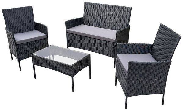 SVITA Sitzgruppe BROOKLYN, (Set, 4-tlg, Gartenlounge), Gartenmöbel Set, Sitzgruppe, Polyrattan