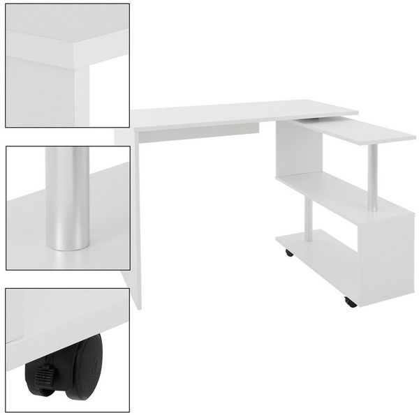 ML-DESIGN Schreibtisch Eckschreibtisch drehbar 90° mit 4 leichtgängige Rollen Computertisch, Arbeistisch Bürotisch PC Tisch Winkelschreibtisch L-Form 150 x 88 x 75 cm Bild 3