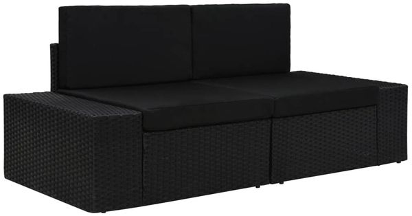 vidaXL Modulares 2-Sitzer-Sofa Poly Rattan Schwarz 49505