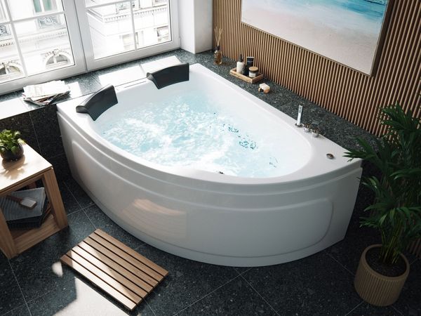 Whirlpool Royal XL Ultra 180cm links Made in Germany 89 Düsen & LED mit Armatur : Mit Armaturen