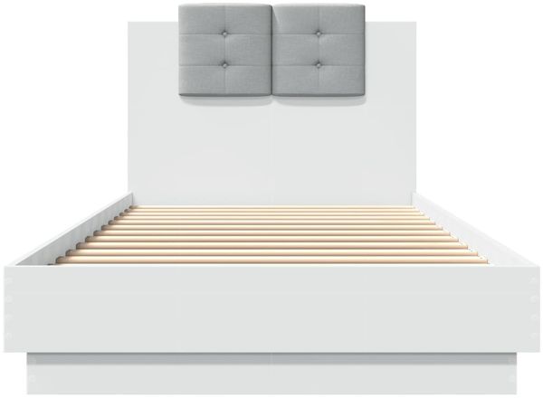 vidaXL Bettgestell mit Kopfteil und LED-Leuchten Weiß 100x200 cm 3210024 Bild 6