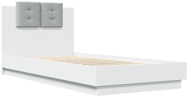 vidaXL Bettgestell mit Kopfteil und LED-Leuchten Weiß 100x200 cm 3210024 Bild 3