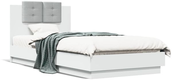 vidaXL Bettgestell mit Kopfteil und LED-Leuchten Weiß 100x200 cm 3210024 Bild 5