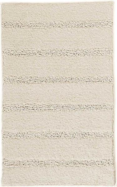 Badematte MONROVIA, 70 x 120 cm, Beige, Gestreift, Höhe 23 mm, rutschhemmend beschichtet, fußbodenheizungsgeeignet, Polyester, rechteckig