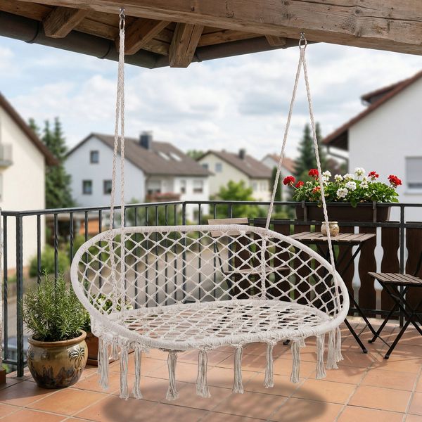 Hängesessel Kailua 135x129x65 cm Cremeweiß [casa. pro]