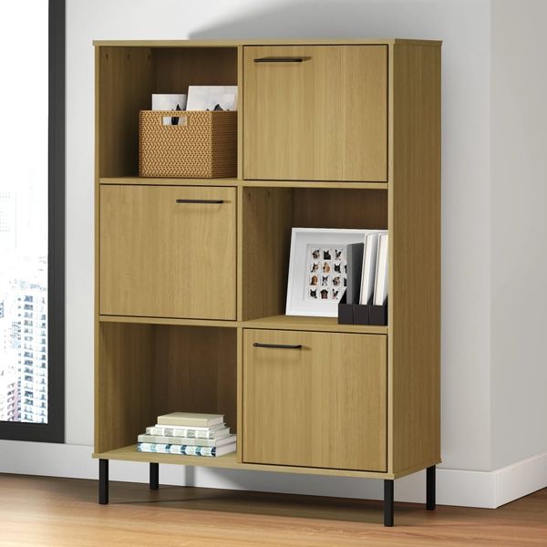 vidaXL Bücherregal OSLO Metallbeine Braun 90x35x128,5 cm Massivholz 351012