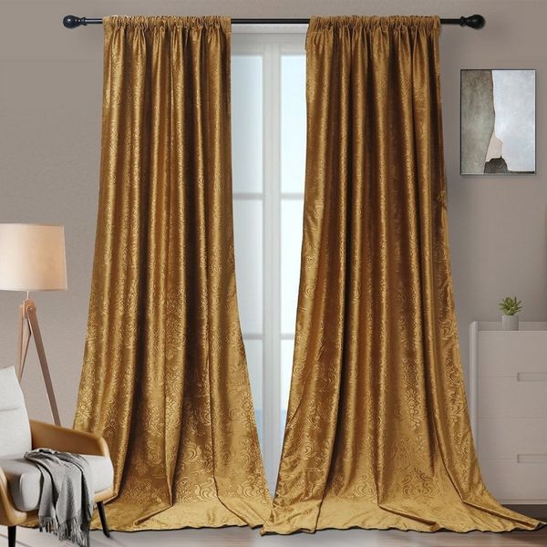 Rosnek Vorhang Luxus, Marokko Crushed Samt, für Schlafzimmer Wohnzimmer Deko (2 St), H×B:183×132,213×132,244×132