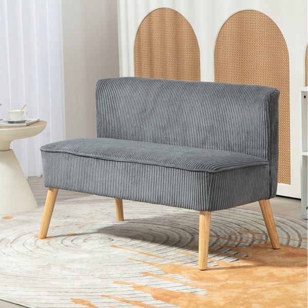 HOMCOM 2-Sitzer 2-Sitzer Stoffsofa Polstersofa Doppelsofa, Doppelsofa 1 Teile, für Wohnzimmer, Schlafzimmer, 135 x 67 x 78 cm, Grau