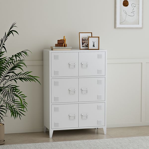 Büroschrank Hamina 113x80x40cm Weiß [en. casa]