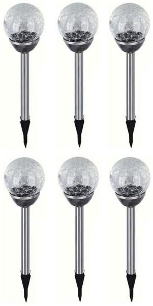 HAC24 LED Solarleuchte Solar Gartenleuchte Kugel Leuchte mit Crackle-Licht Solarlampe, LED fest integriert, Weiß, Lichtfarbe Weiß