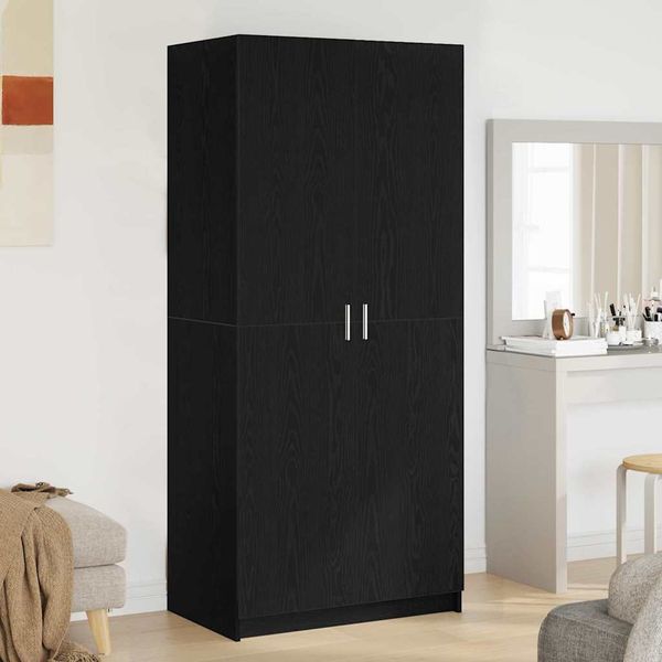 vidaXL Kleiderschrank mit Tür Schwarz Eichen-Optik 80 x 50,5 x 180 cm 3333855