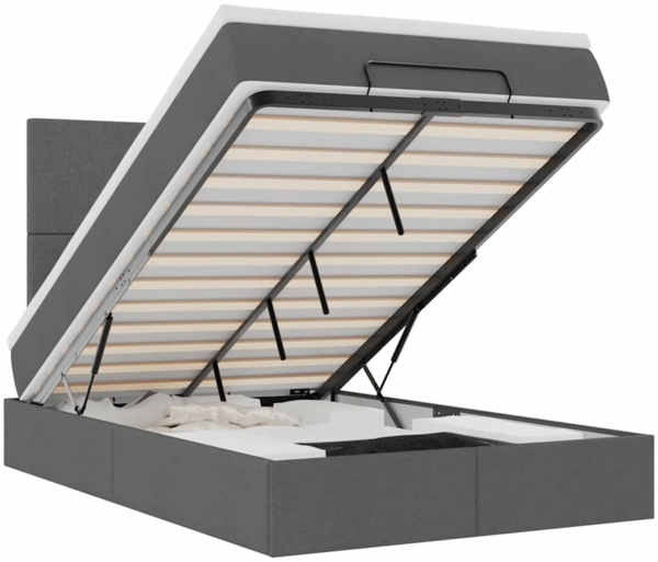 vidaXL Ottoman-Bett mit Matratze Dunkelgrau 120x190 cm Stoff 3313058
