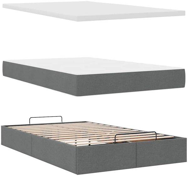 vidaXL Ottoman-Bett mit Matratze Dunkelgrau 120x190 cm Stoff 3313058 Bild 8