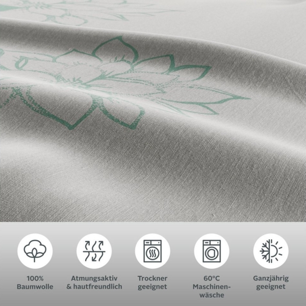 Home affaire Bettwäsche Susan in Gr. 135x200 oder 155x220 cm, Linon, 2 teilig, in verschiedenen Qualitäten, romantische Bettwäsche mit Blumen Bild 2