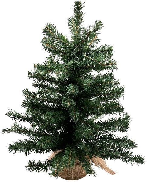 Bambelaa! Künstlicher Weihnachtsbaum 55 cm Grün Weihnachtsdeko mit flexiblem Design und Betonsockel im Jutesack für Büro und Zuhause (ca. 80 Äste)