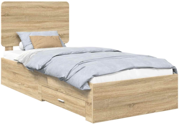 vidaXL Bettrahmen mit Kopfteil Sonoma-Eiche 90 x 190 cm Holzwerkstoff 3412839