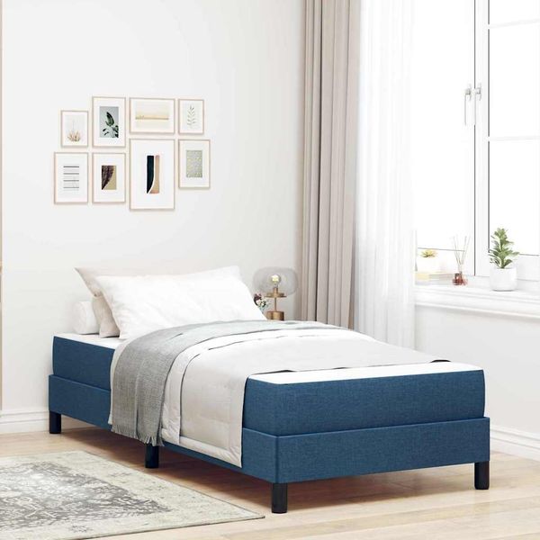 vidaXL Boxspringbett mit Matratze Blau 100 x 200 cm Stoff 3398471