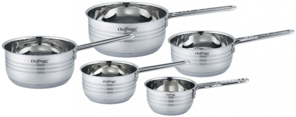 Cheffinger Kochtopf Set Topfset Stielkasserolle 5-tlg Induktion Edelstahl SSP05