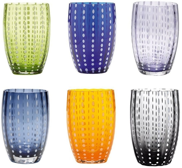 Zafferano Gläser-Set Perle Handgemachtes Gläser Set 6 Stück - Farblich Sortiert, 6-teiliges Set
