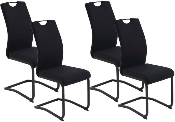 HELA Freischwinger RIGA II (Set, 4 St), Freischwinger,Vierkantrohrgestell,mit Griff,Samt Cordoptik