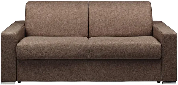 Schlafsofa 3-Sitzer Stoff CALITO - Braun - Liegefläche: 140 cm - Matratzenhöhe: 14 cm