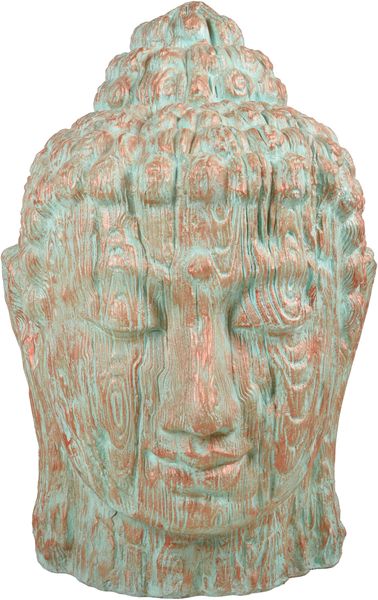 Buddhakopf CELO - Kunststoff Kupfer-Grün 110 x 76 x 76 cm | Gartendeko Outdoor Indoor Dekoration Budda