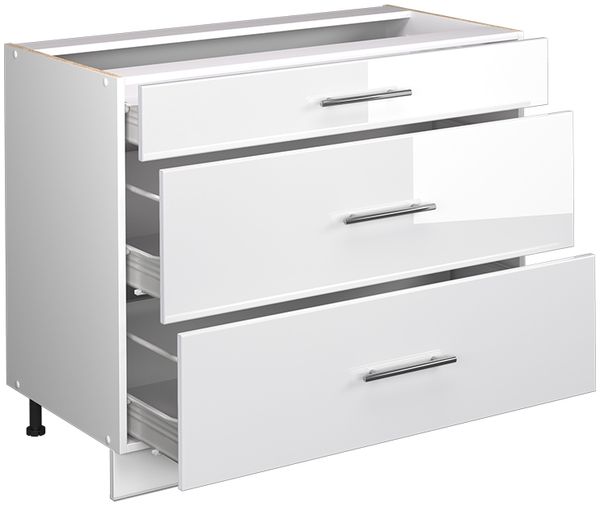 Küchenunterschrank Fame-Line Weiß Hochglanz/Weiß 100 cm, AP Marmor Vicco Bild 6