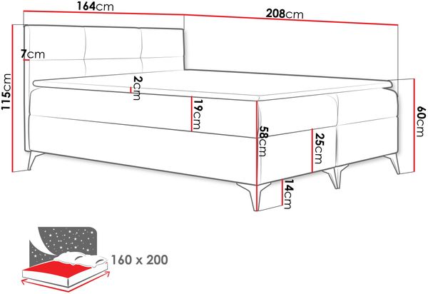 Boxspringbett Worx, Weiß, 160x200 cm Bild 4