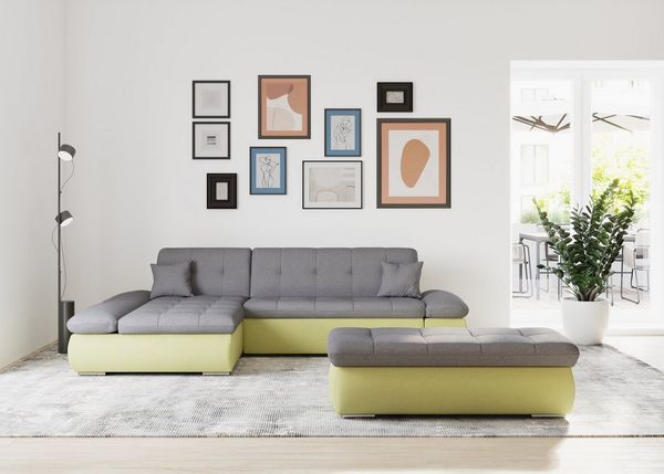 DOMO collection Ecksofa Moric, L-Form, XXL-Sofa - Breite 300cm, viel Platz, auch in Cord, wahlweise mit Bettfunktion und Armteilverstellung, gelb-schlamm