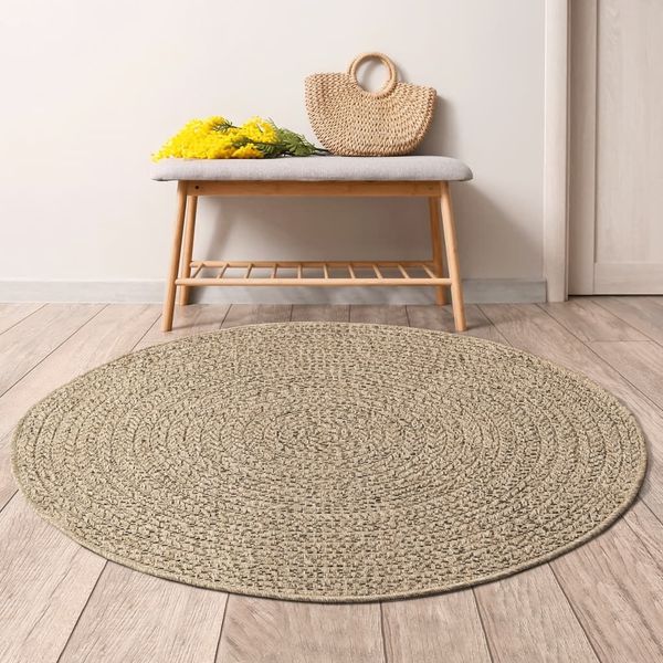 vidaXL Teppich ZIZUR Ø 200 cm Jute-Optik Indoor und Outdoor 4006166