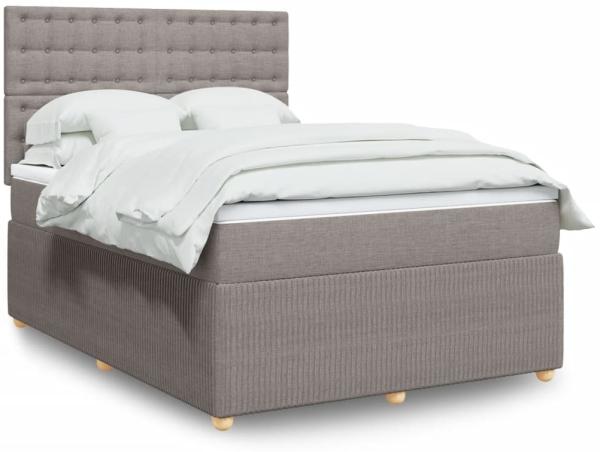 vidaXL Boxspringbett mit Matratze Taupe 140x190 cm Stoff 3292069