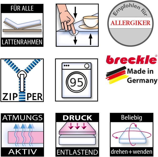 Breckle Viscotopper, Gesamthöhe 5cm, mit Bezug, 4 cm Viscoschaumkern, Bezug waschbar, Größe: 100x200 Bild 3