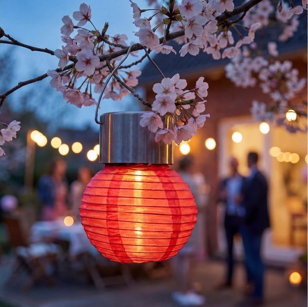MARELIDA LED Lampion LED Solar Mini Gartenlampion D: 7cm Party Balkon Terrasse Laterne rot, LED Classic, kaltweiss (5300K bis 6000K)