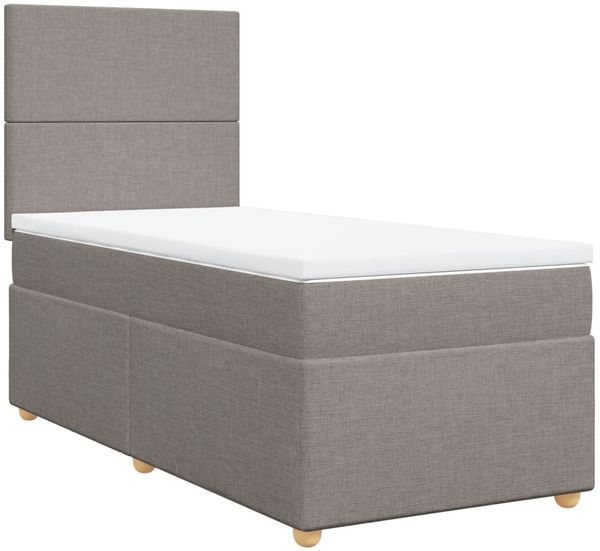 vidaXL Boxspringbett mit Matratze Taupe 90x200 cm Stoff 3293460 Bild 3