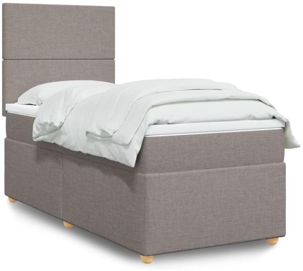 vidaXL Boxspringbett mit Matratze Taupe 90x200 cm Stoff 3293460