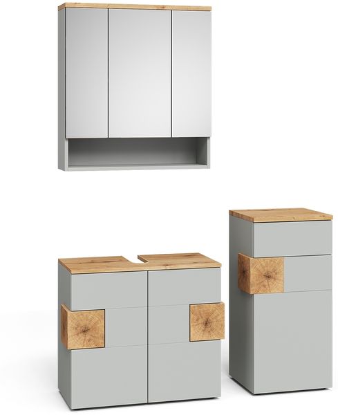 Badmöbel-Set Eden Grau 3 Teile Vicco