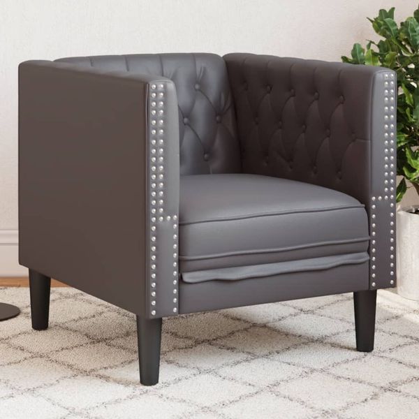 vidaXL Chesterfield-Sessel Grau Kunstleder 372655