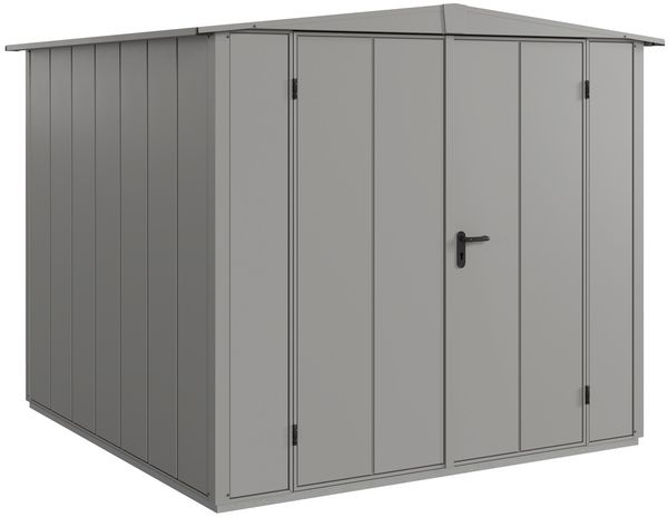 Hörmann Ecostar Metall-Gerätehaus Elegant mit Satteldach Typ 2, 238x238 cm , graualuminium, 5,7 m²,2-flüglige Tür