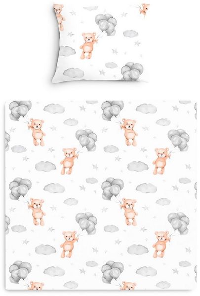 Amilian Babybettwäsche Kinderwagenset - 2tlg. Kinderbettwäsche - 80x80cm + 35x40cm, 100% Baumwolle, 2 teilig, Bettwäscheset für Kinderwagen, Wiege, Babybett - Baby Bettwäsche