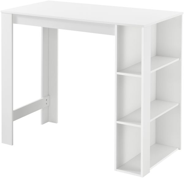 Bartisch Danderyd 120x60x106 cm mit 3 Ablagefächern Weiß [en. casa]