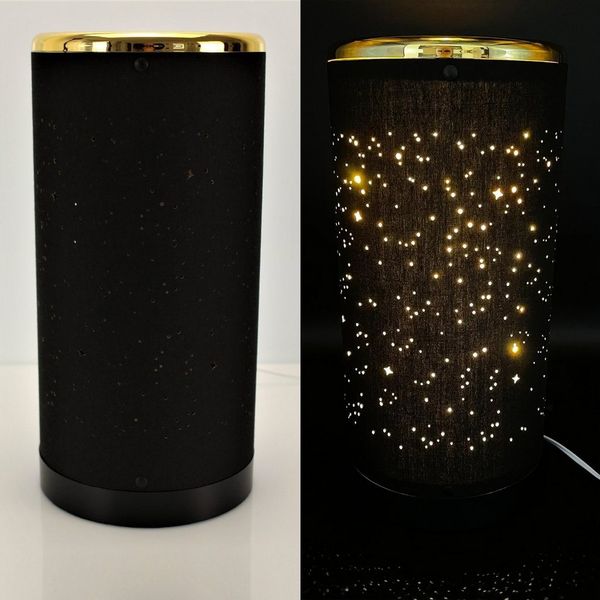 Online-Fuchs LED Tischleuchte mit Sternen und 30 LED´s in SCHWARZ Stimmungslicht Stehleuchte, LED fest integriert, ca. 27 cm hoch