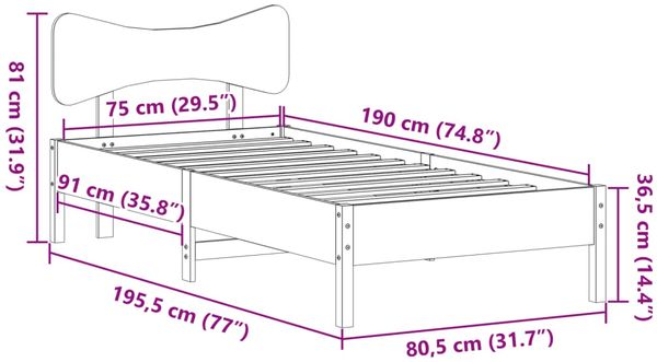vidaXL Massivholzbett ohne Matratze Weiß 75x190 cm Kiefernholz 3328257 Bild 11